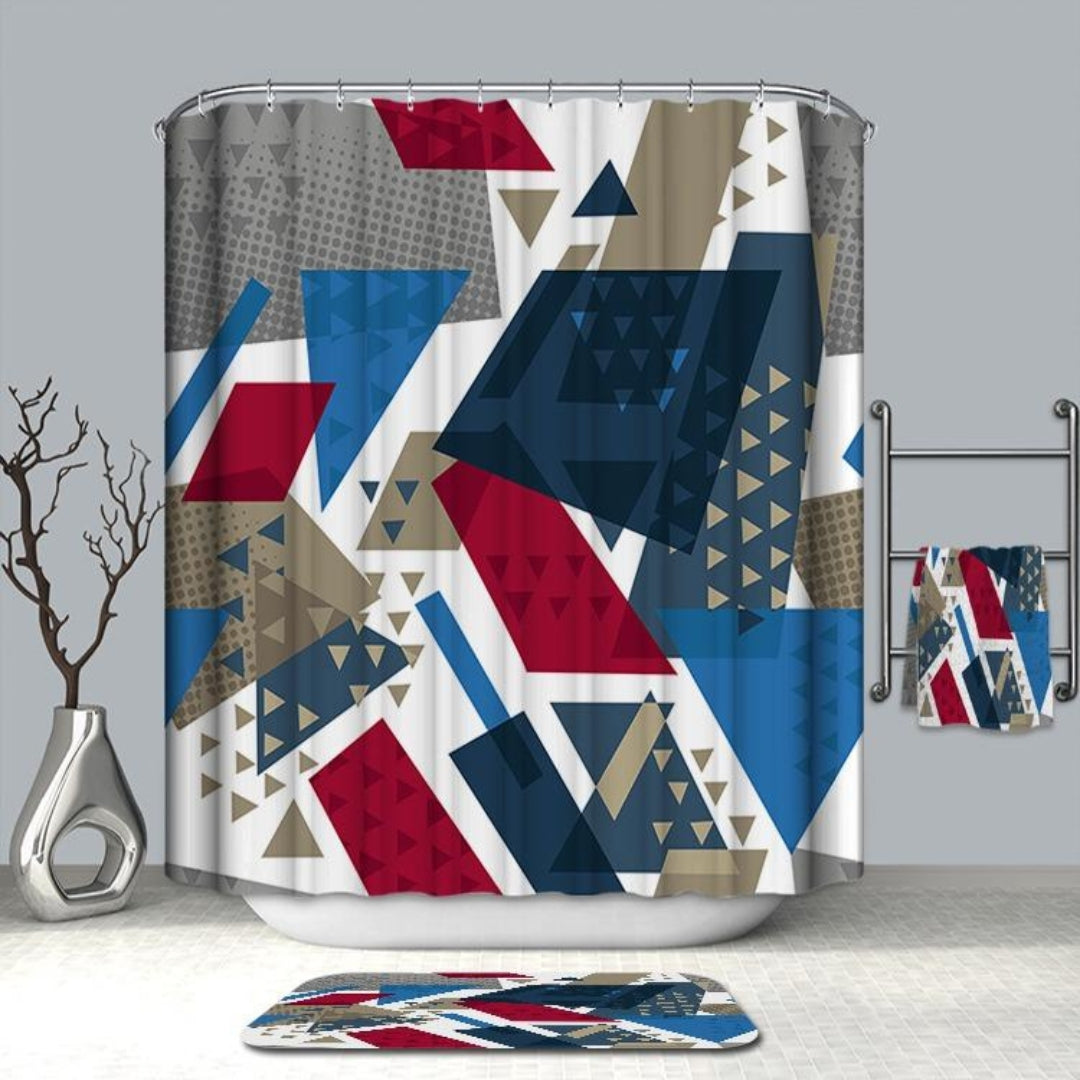 Cortina de Baño Repelente Mérida Triangulos