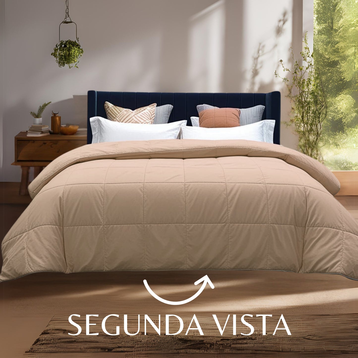 Edredón Sueco Beige/ Blanco
