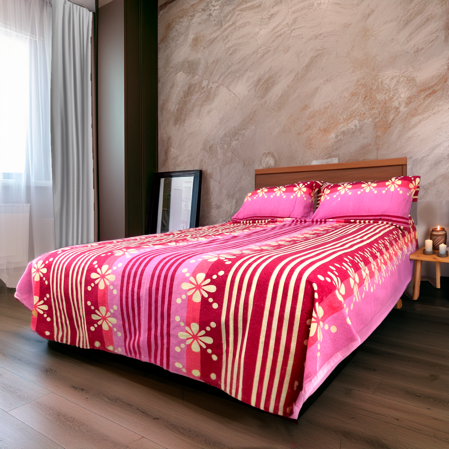 Sabana de Franela Extra Suave Vero Flores Beige