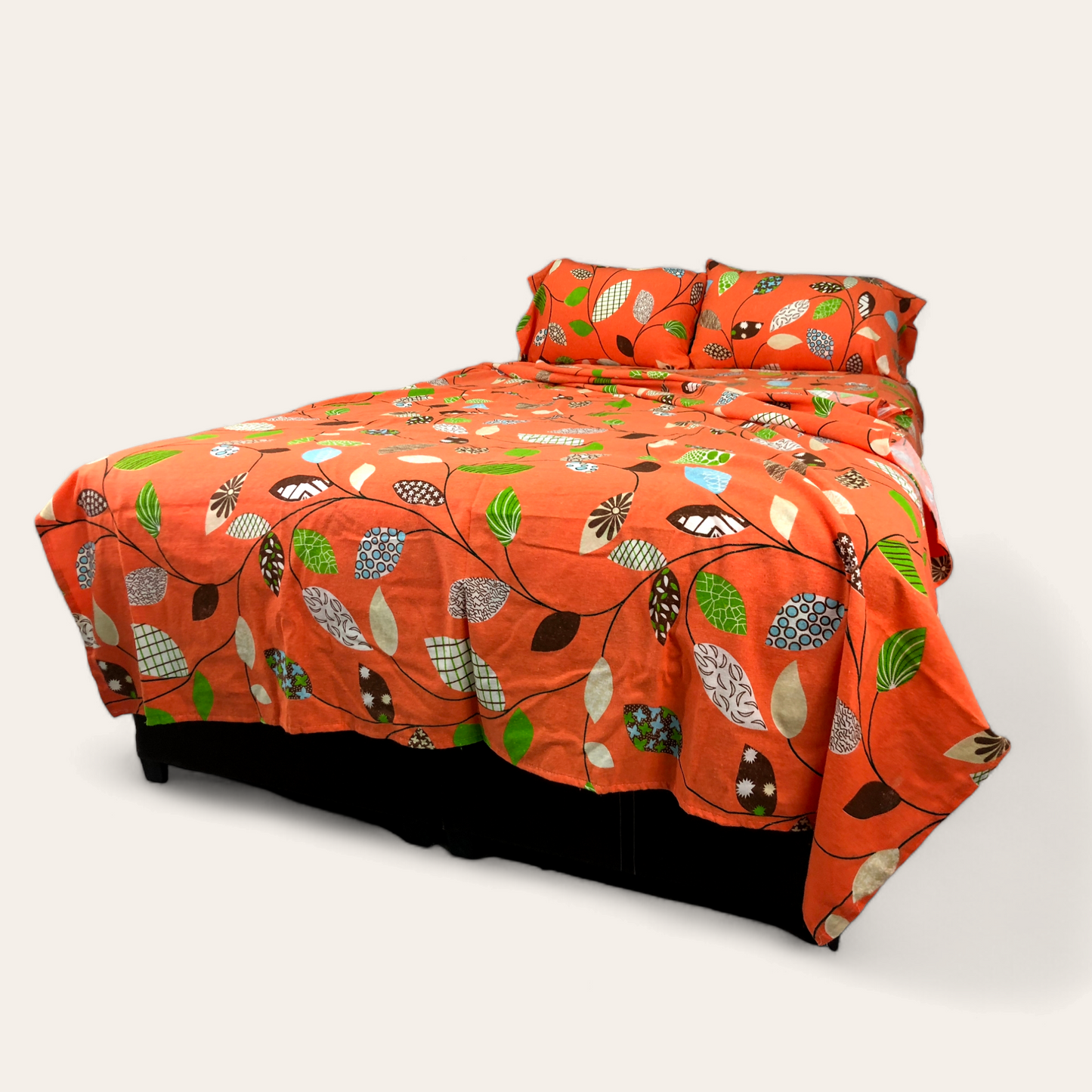 Sabana de Franela Extra Suave Vero Hojas Naranja