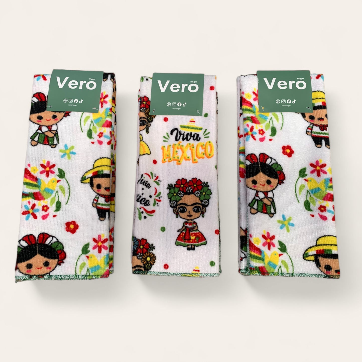 Pack de 3 Secadores de Cocina Mexicano Tricolor Vero