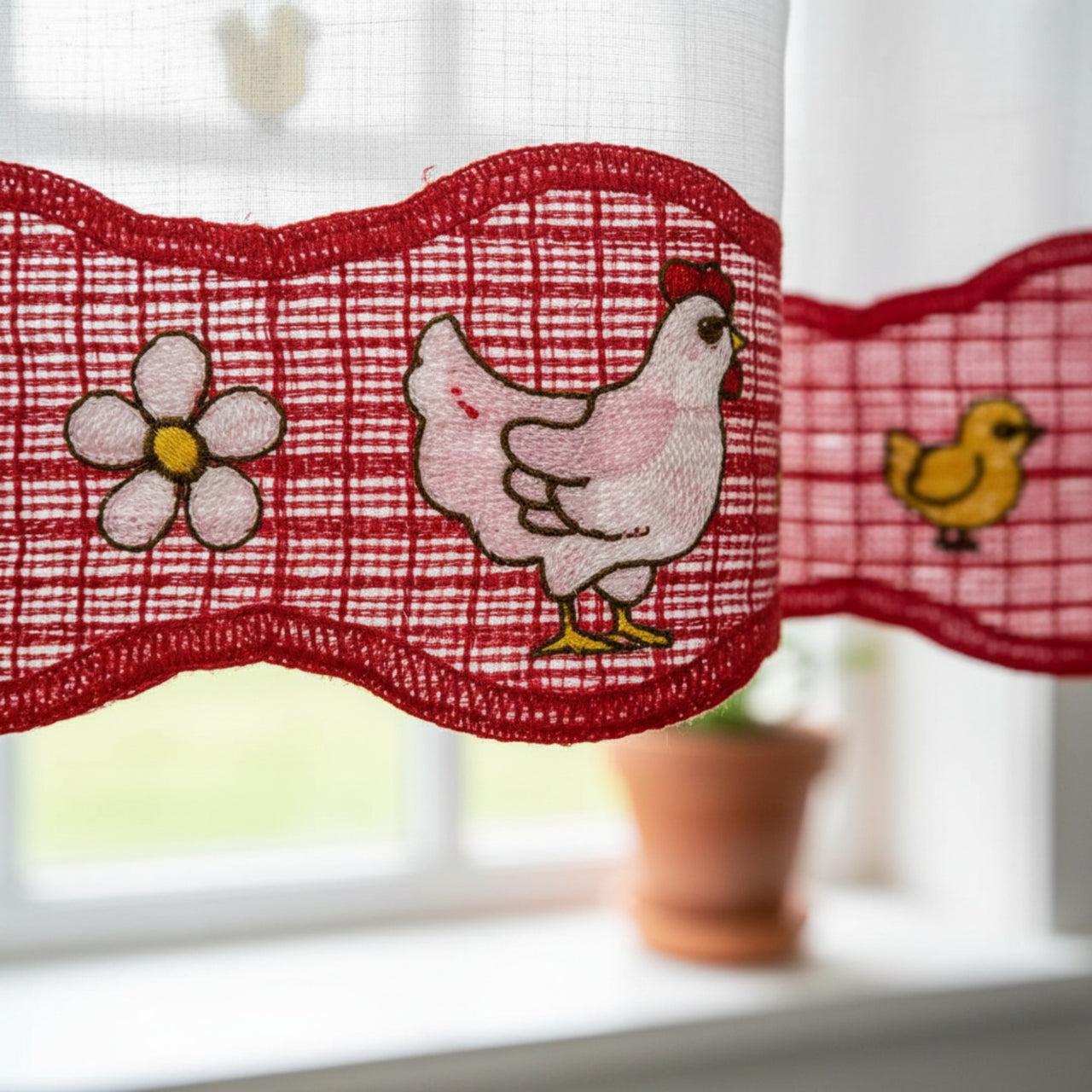 Cortina Bordada B Cocina Granja