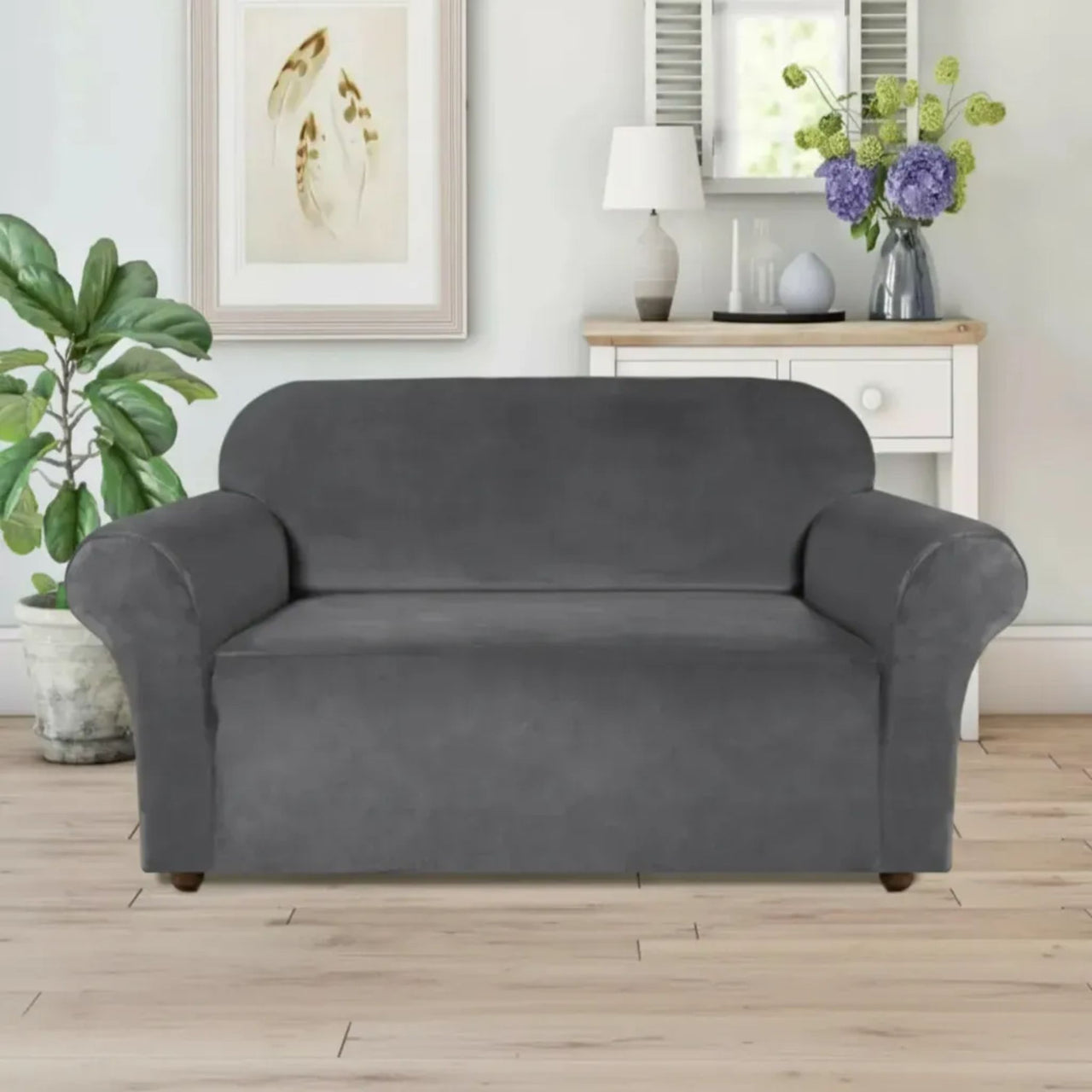 Cubre Sala Terciopelo Gris