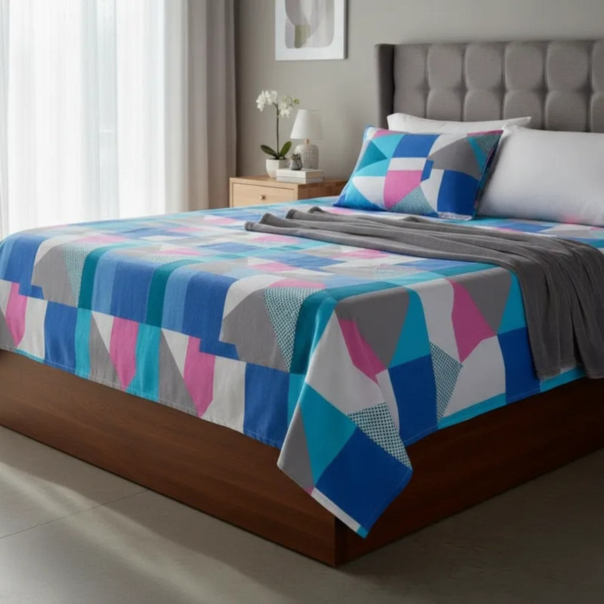 Sabana Boston Azul Geometrico