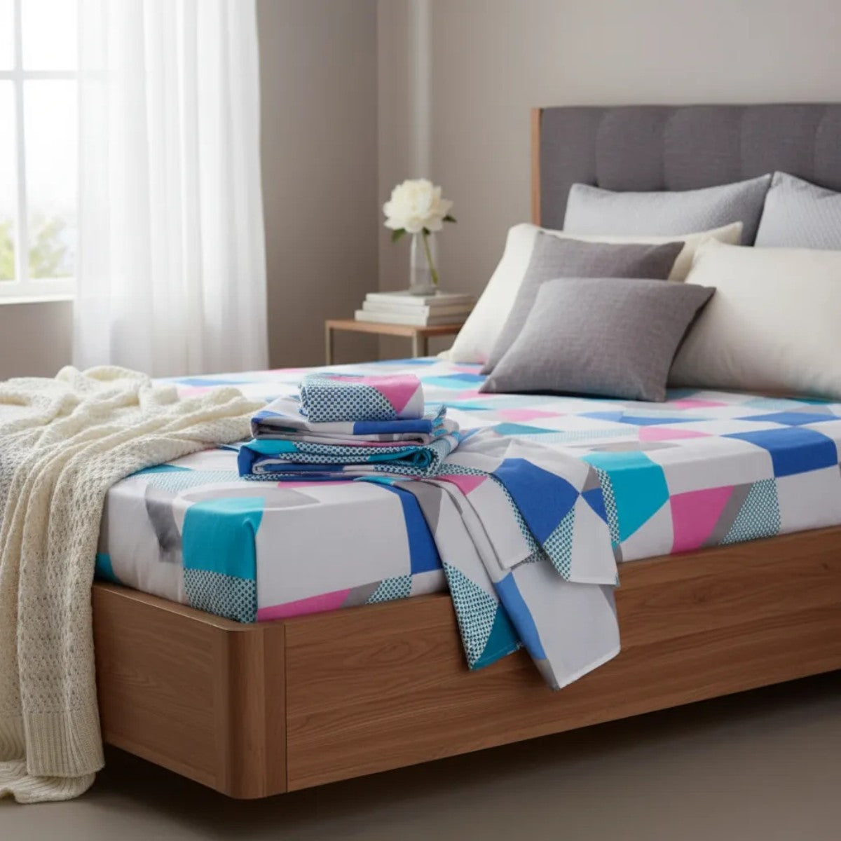 Sabana Boston Azul Geometrico