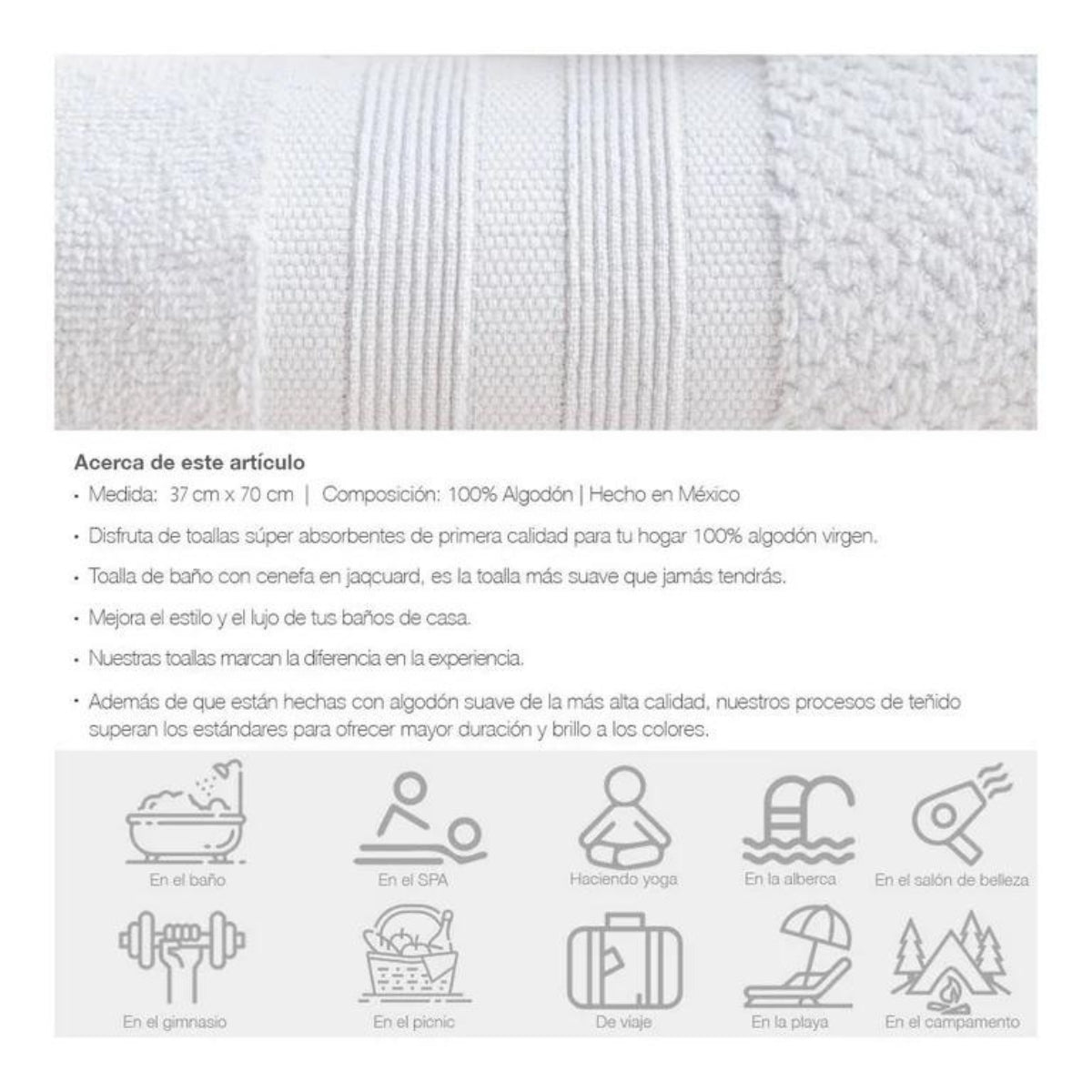 Toalla Pullman Para Manos 100% Algodón Absorbente y Suave