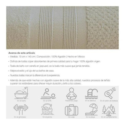 Toalla Medio Baño 100% Algodón Absorbente y Suave