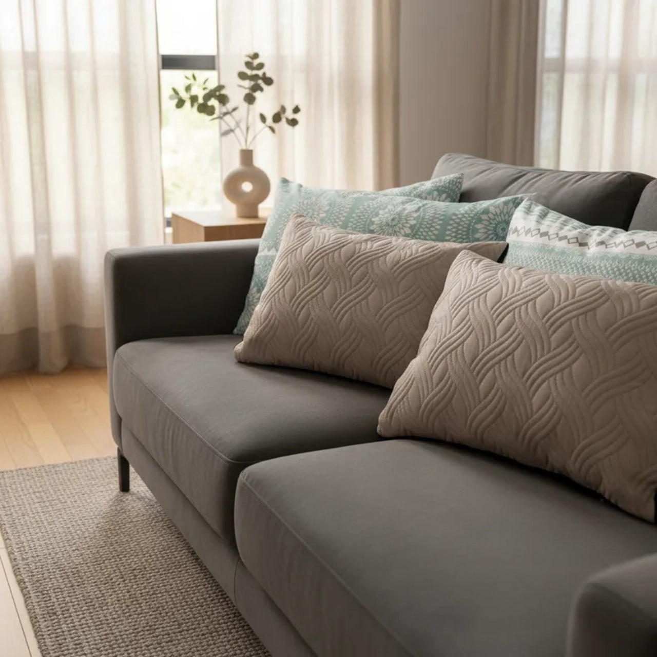 Par De Fundas De Almohada Prime Azul-Café