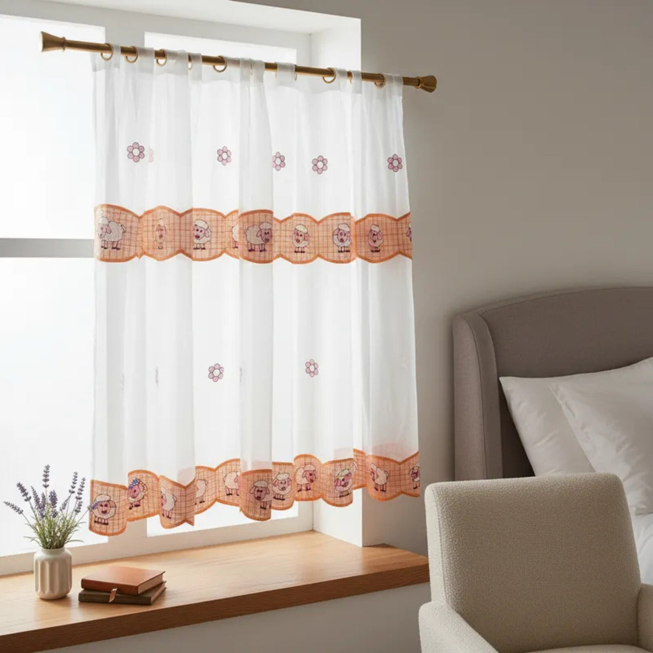 Cortina Bordada B Cocina Obejas