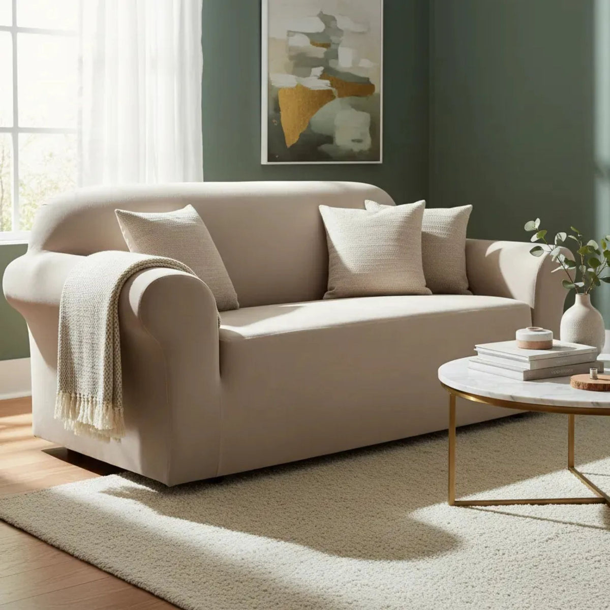 Cubre Sala Terciopelo Beige