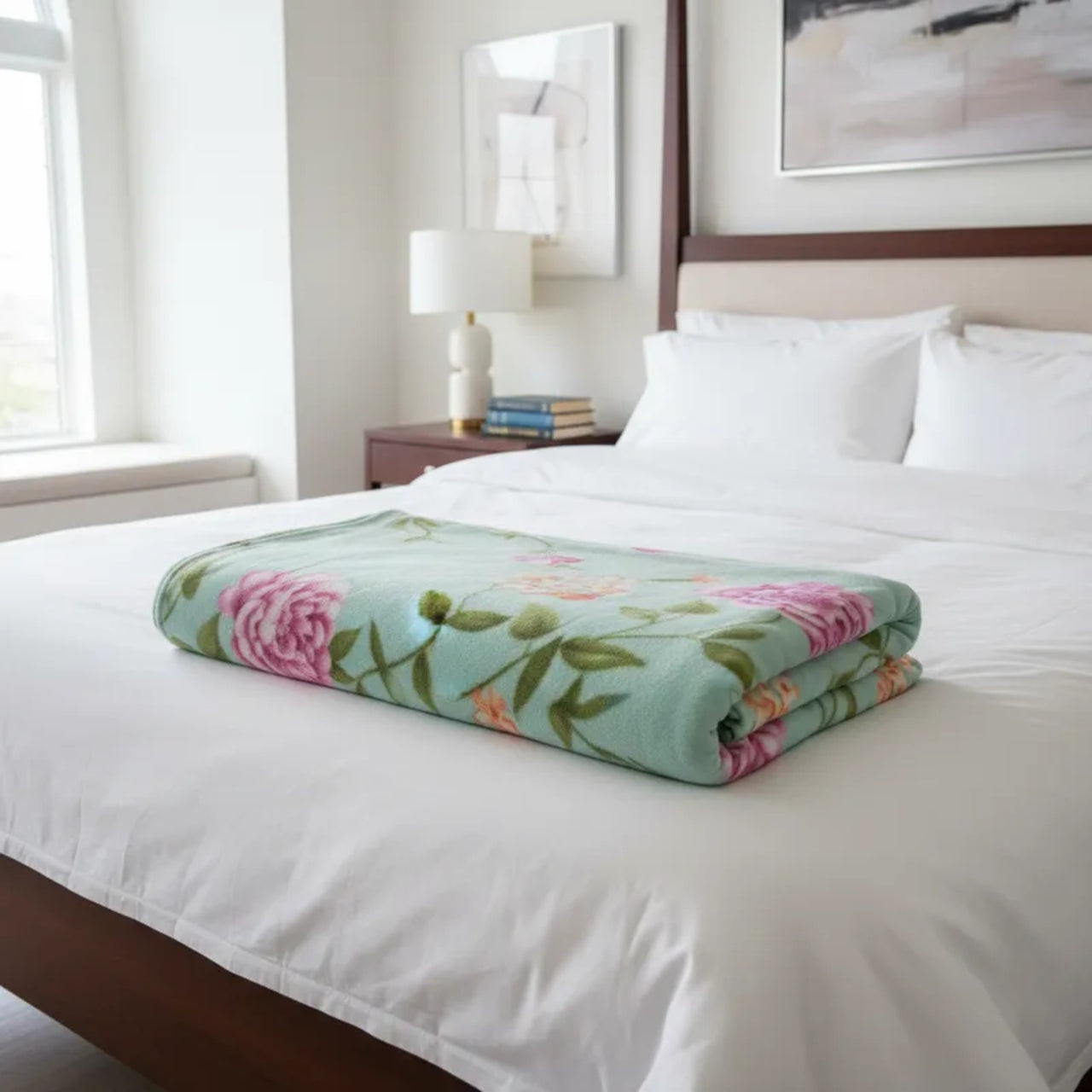 Sábanas Polar Extra Calientita Floral Aqua