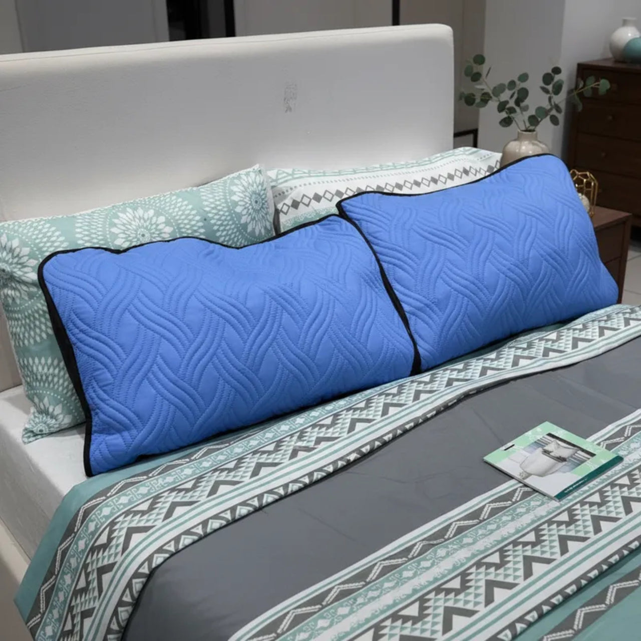 Par De Fundas De Almohada Prime Azul-Café