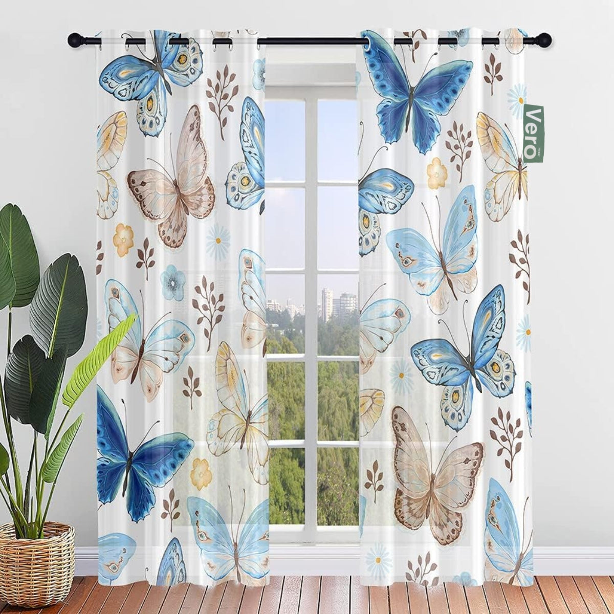 Cortina París Mariposa Azul