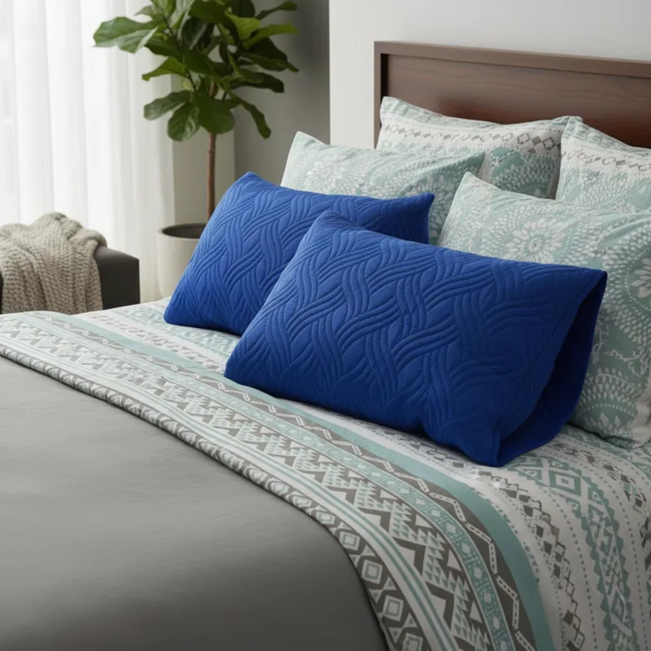 Par De Fundas De Almohada Prime Azul-Rojo