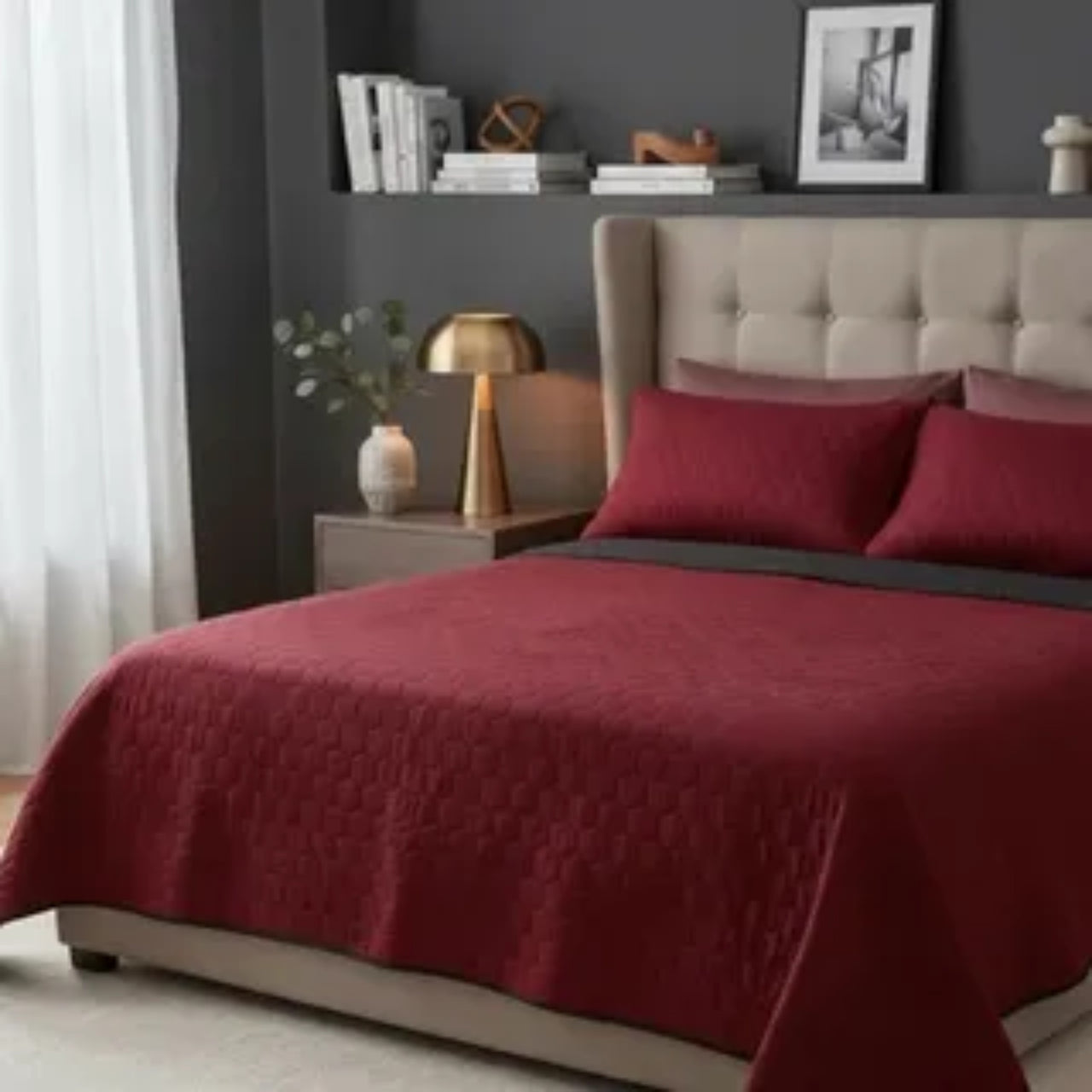 Edredón Prime 2 vistas Vino/Gris