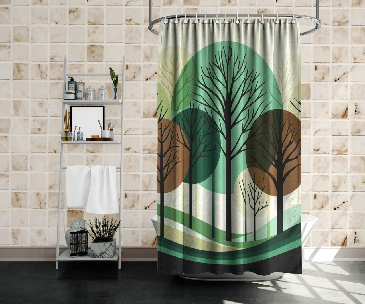 Cortina de Baño Repelente Mérida Arbol