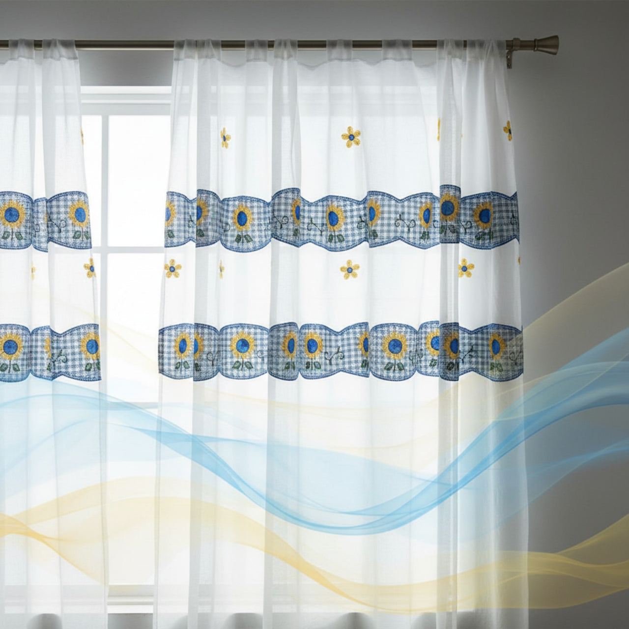 Cortina Bordada B Cocina Girasol