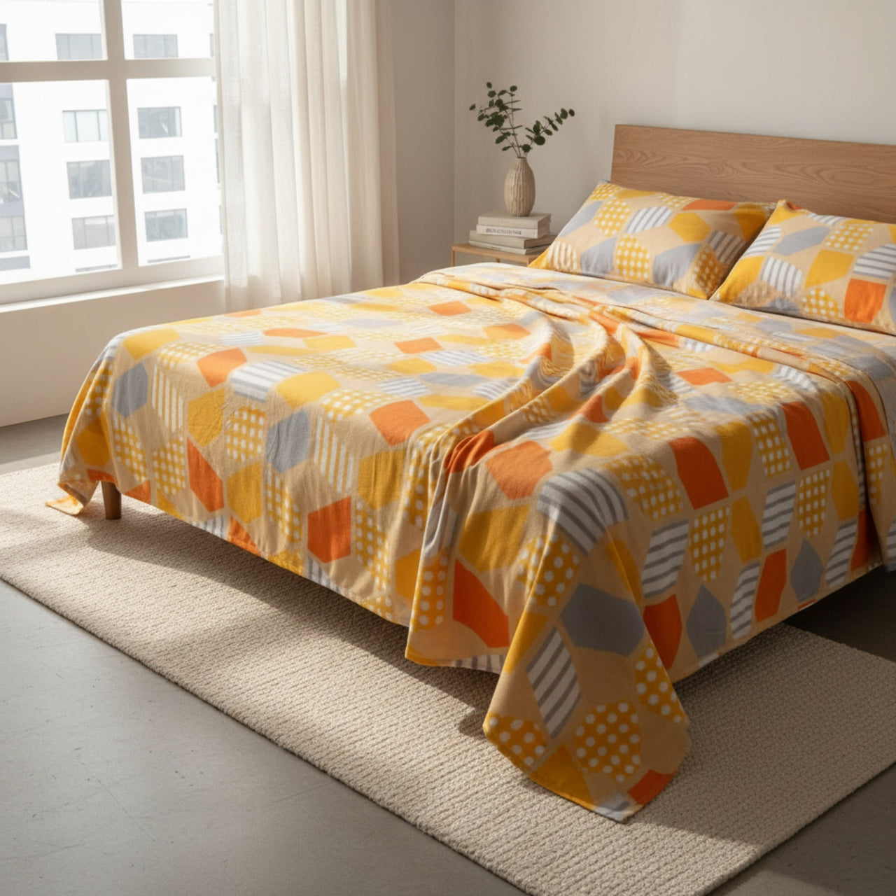 Sábanas Polar Extra Calientita Abstracto Amarillo