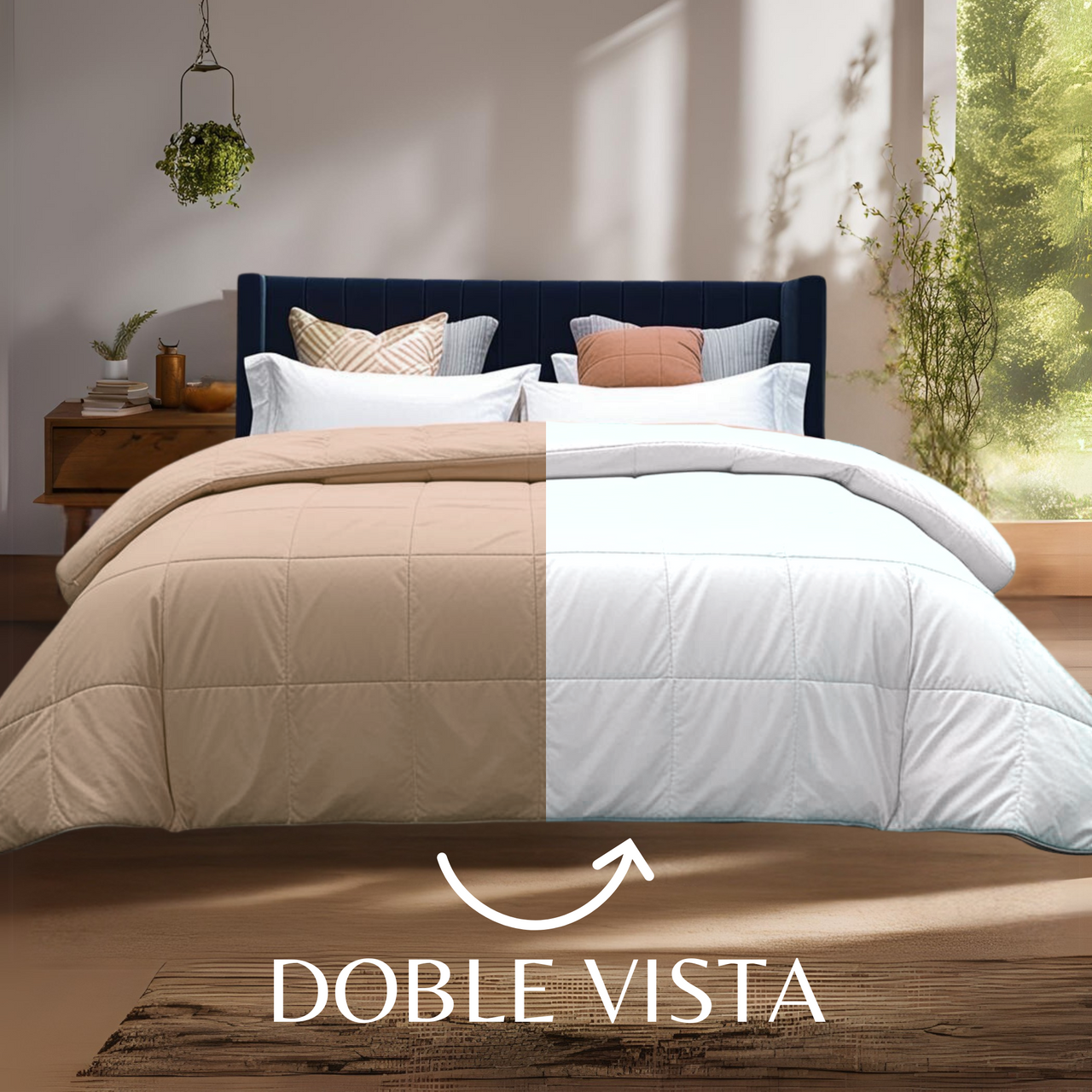 Edredón Sueco Beige/ Blanco