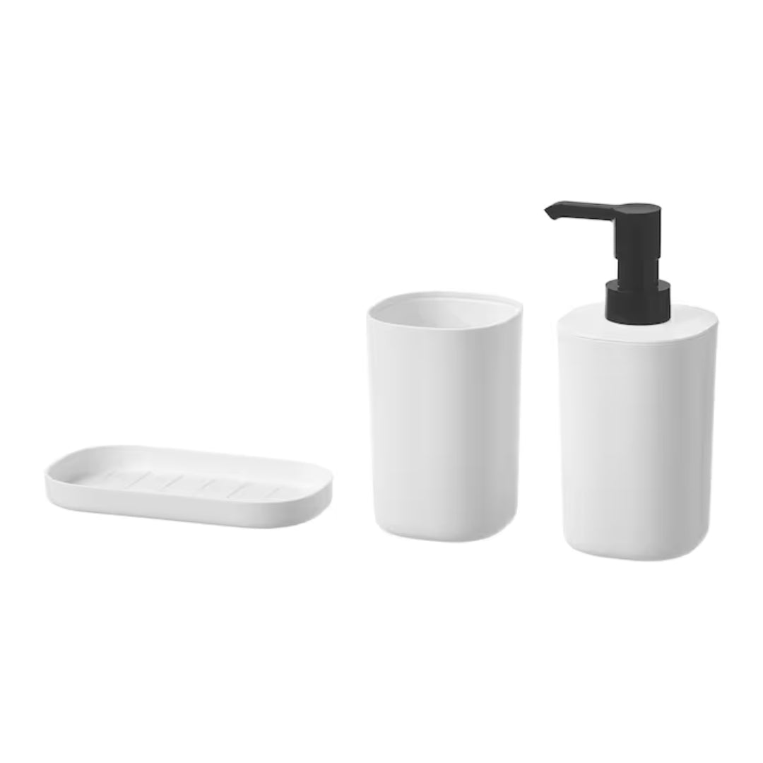Set de dispensador y porta cepillos para baño Praga