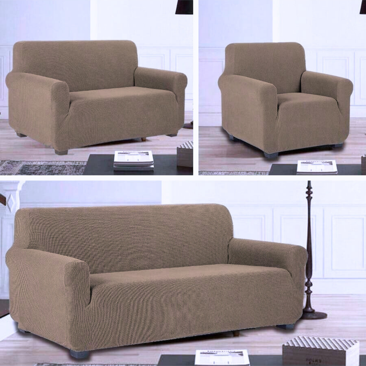 Protector De Sala Elástico Ajustable Capuchino