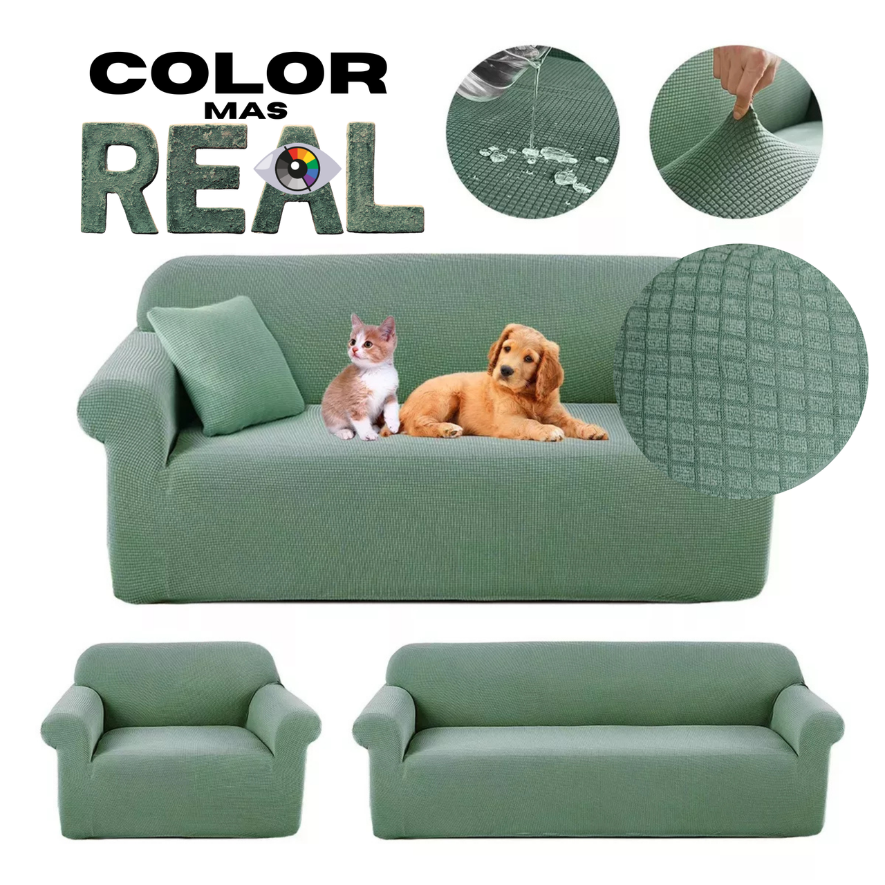 Protector De Sala Elástico Ajustable Cemento