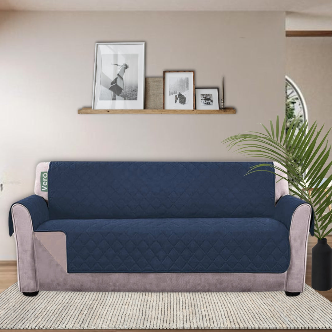 Set Cubre Sala Prime Azul Cenizo/Gris Doble Vista