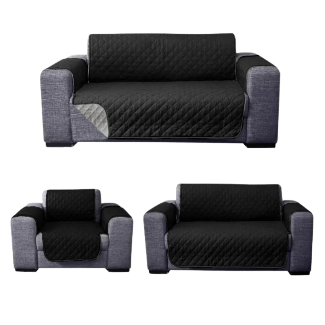 Set Cubre Sala Prime Negro/Gris Doble Vista