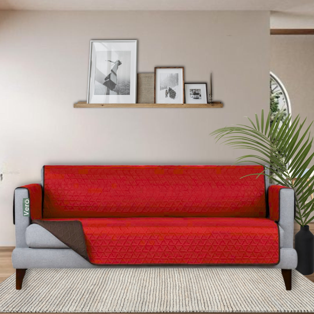 Set Cubre Sala Prime Rojo/Cafe Doble Vista