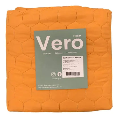 Set Cubre Sala Prime Mostaza/Canela Doble Vista