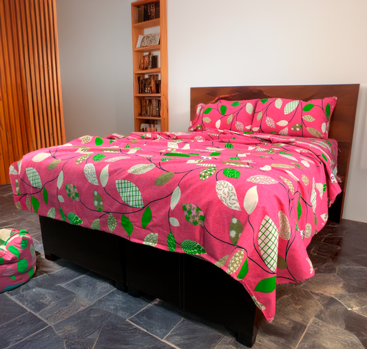 Sabana de Franela Extra Suave Vero Hojas Rosa