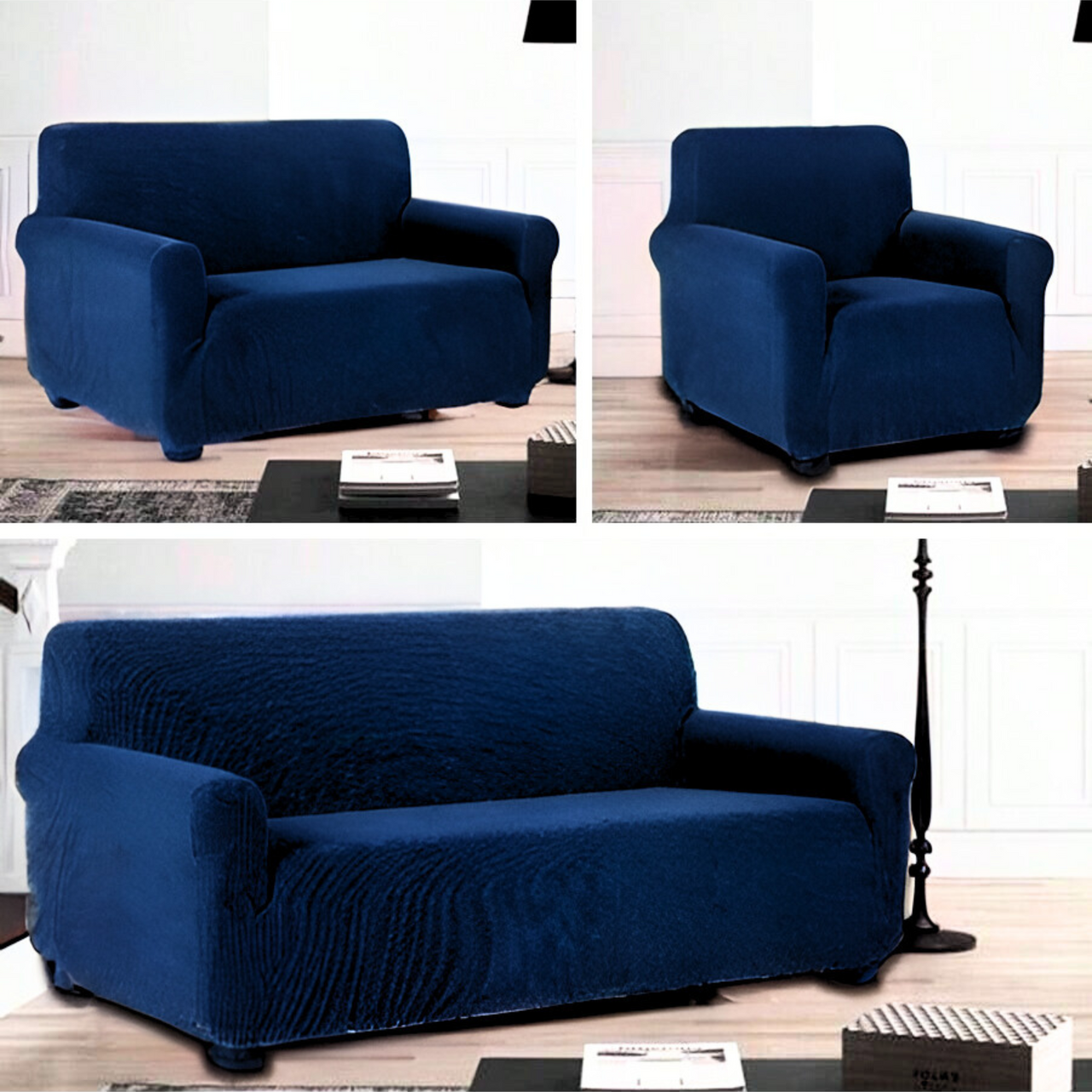 Protector De Sala Elástico Ajustable Azul Marino