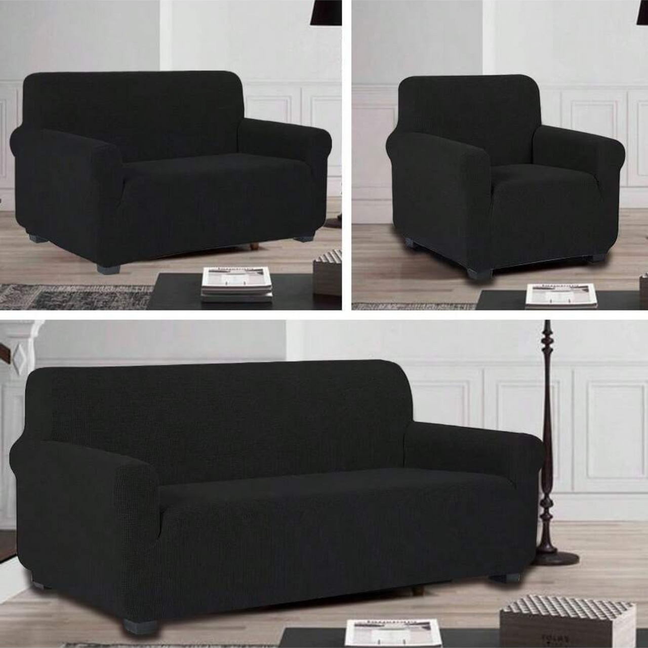 Protector De Sala Elástico Ajustable Negro