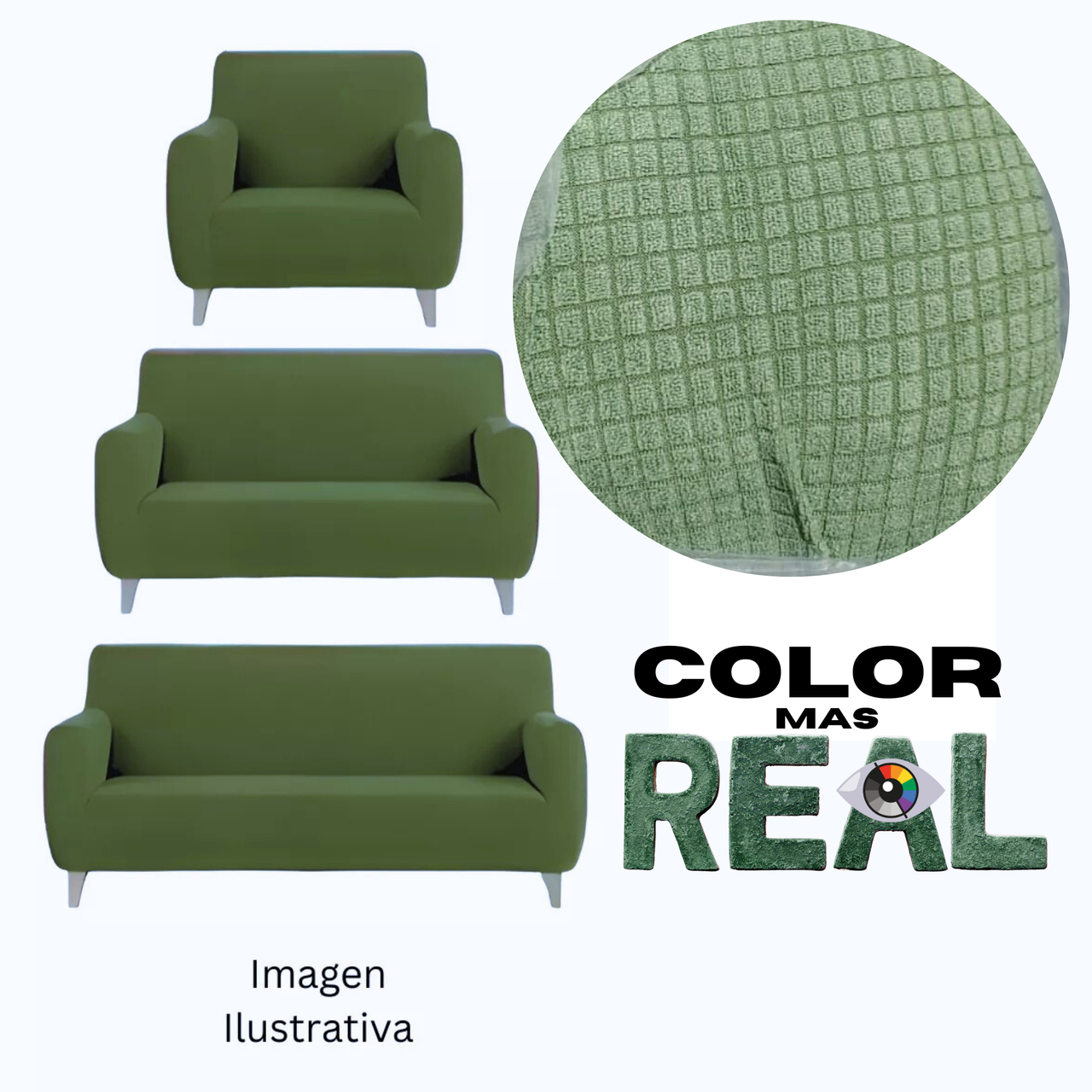 Protector De Sala Elástico Ajustable Verde Olivo