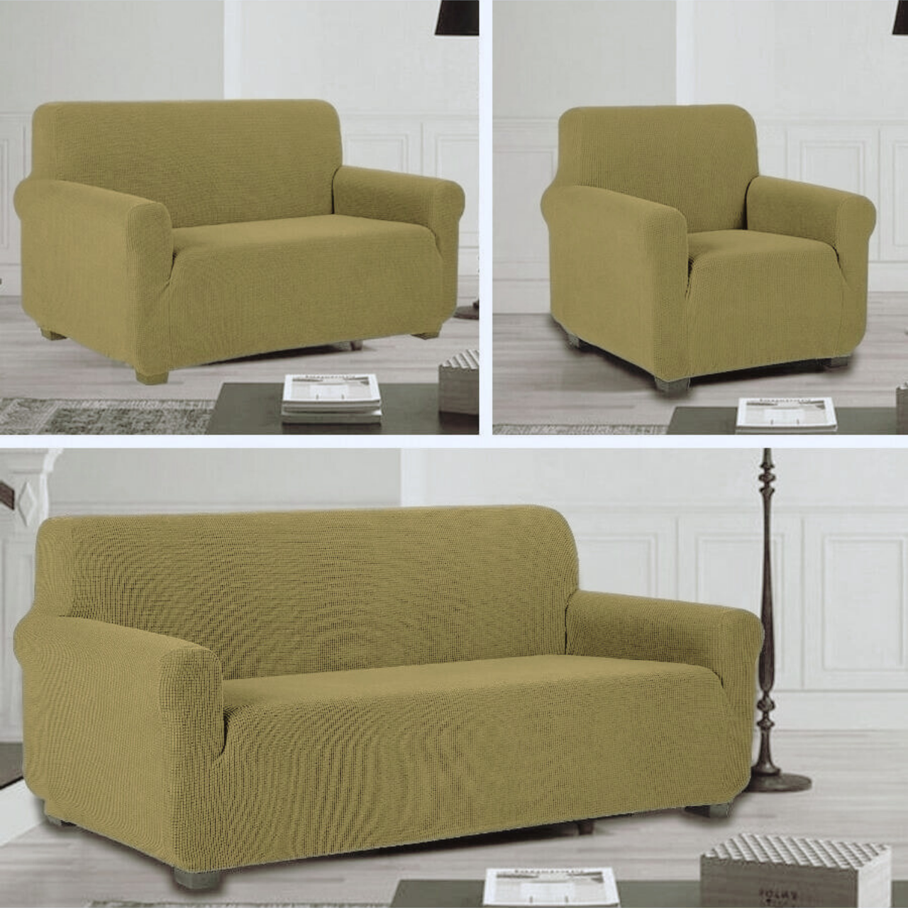 Protector De Sala Elástico Ajustable Taupe