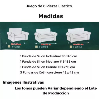 Protector De Sala Elástico Ajustable con Fundas de cojín