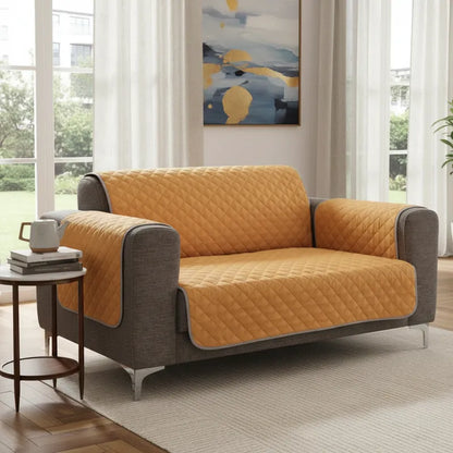 Set Cubre Sala Prime Mostaza/Canela Doble Vista