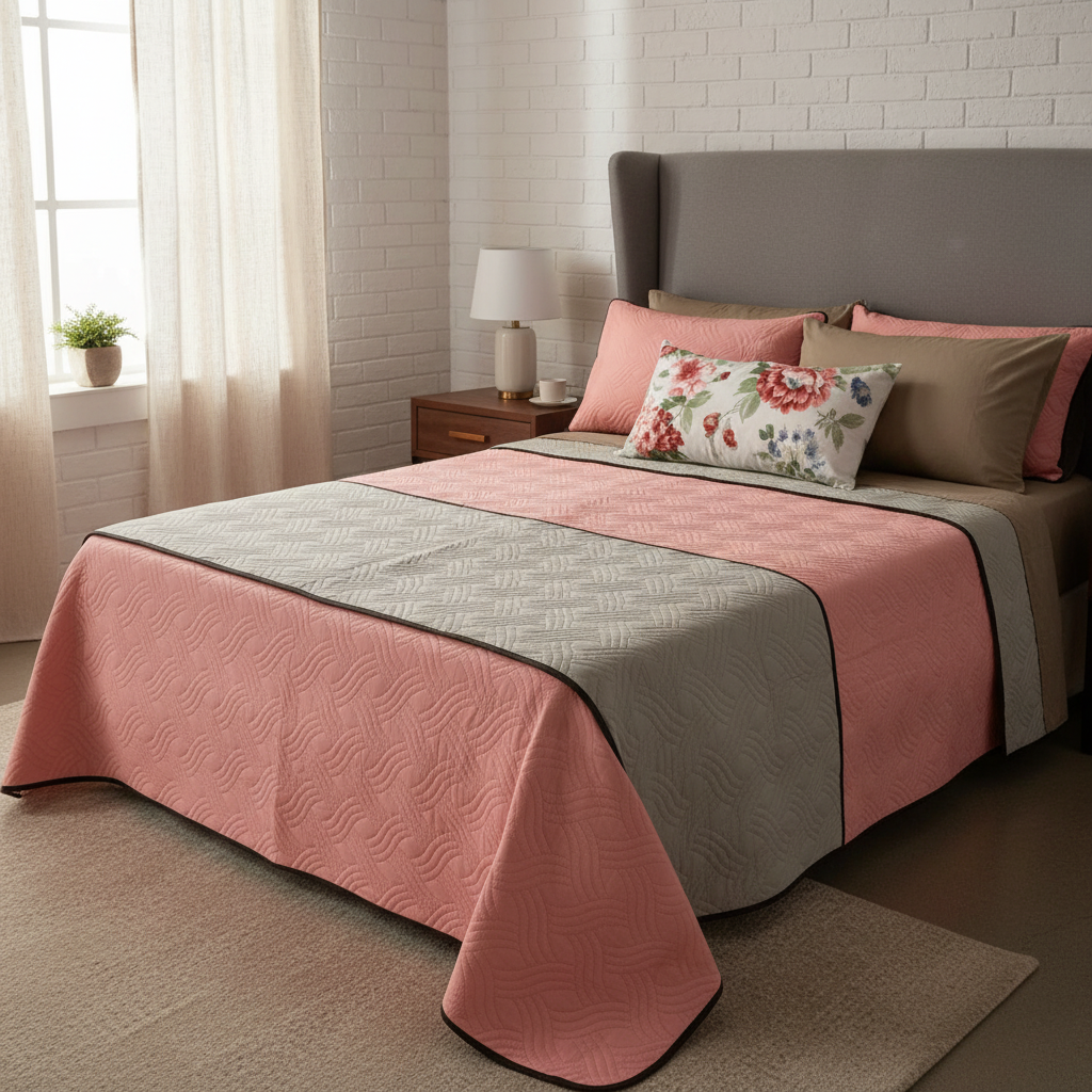 Edredón Cozumel Dos Vistas Con Sabanas, Fundas, Rodapie y Cojin Decorativo