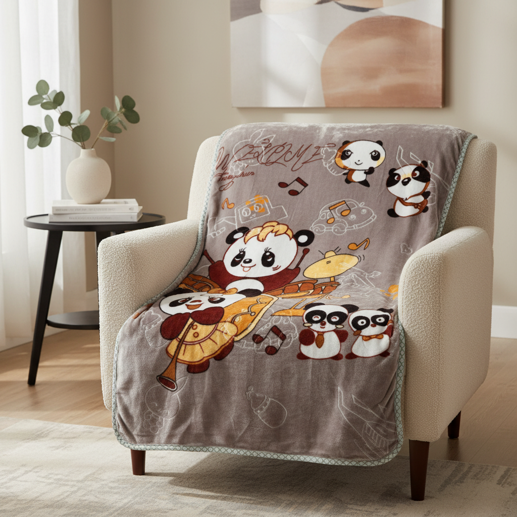 Cobertor Noruega Con Grabado Para Cuna Panditas