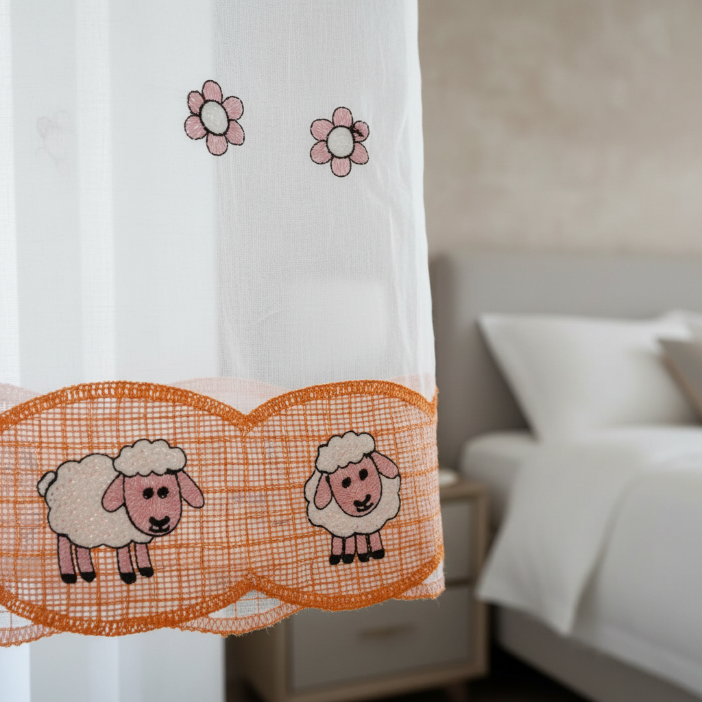 Cortina Para Cocina Bordada Obeja