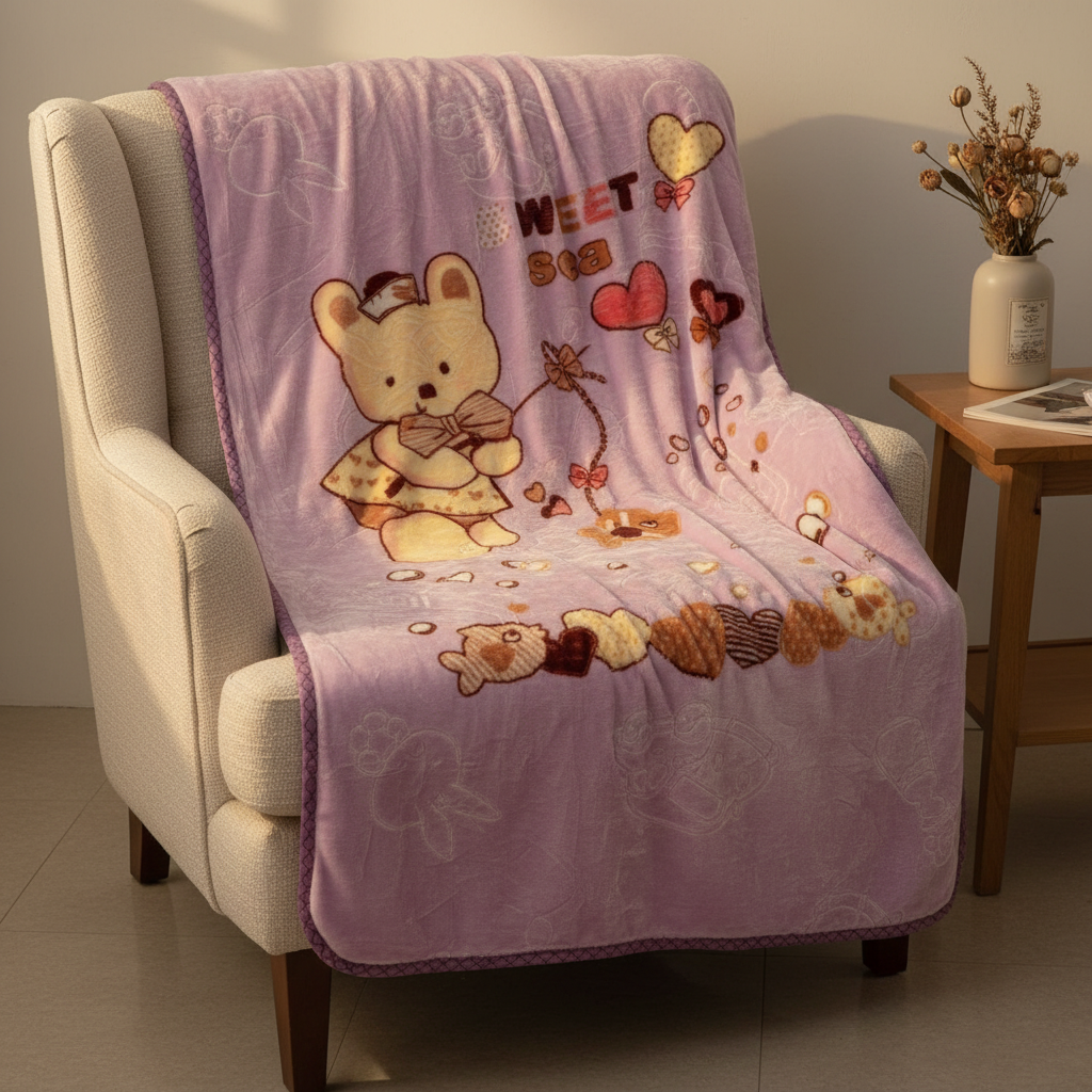 Cobertor Noruega Con Grabado Para Cuna Corazones