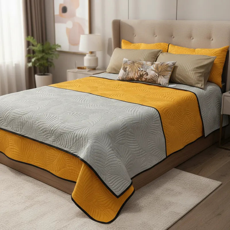 Edredón Cozumel Dos Vistas Con Sabanas, Fundas, Rodapie y Cojin Decorativo