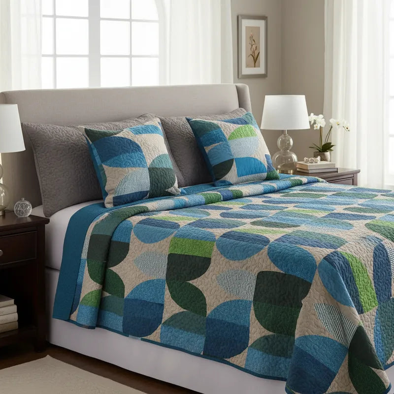 Colchas Prime Dos Vistas Hojas/Azul