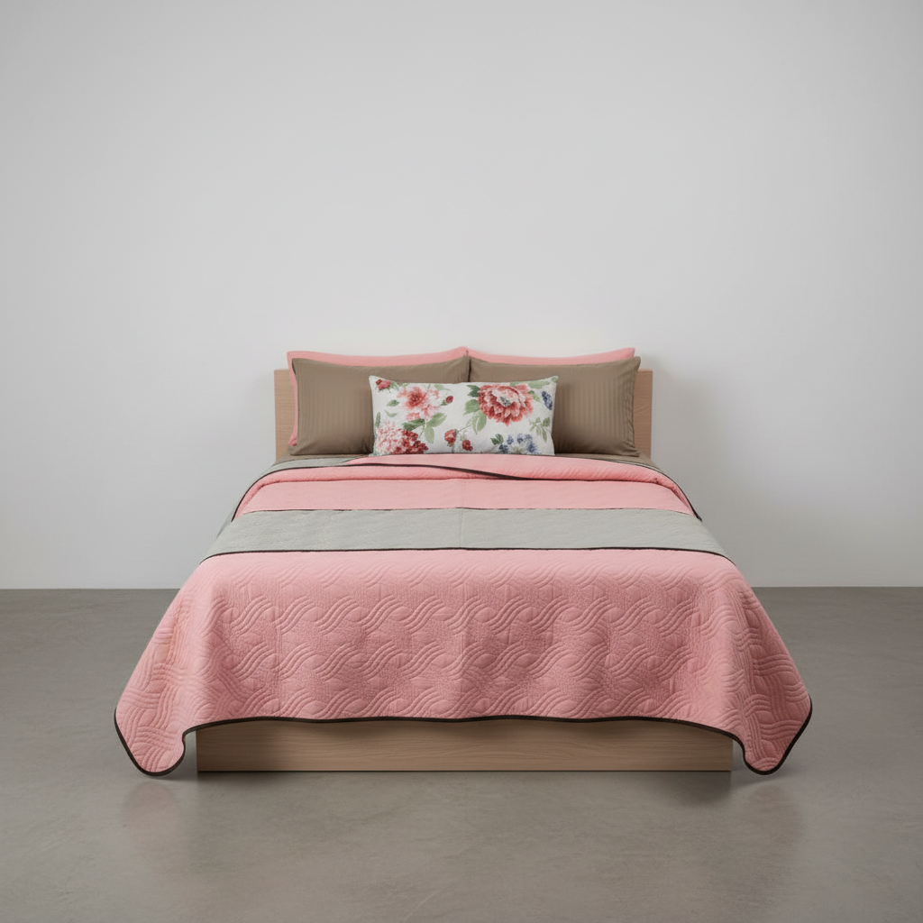 Edredón Cozumel Dos Vistas Con Sabanas, Fundas, Rodapie y Cojin Decorativo