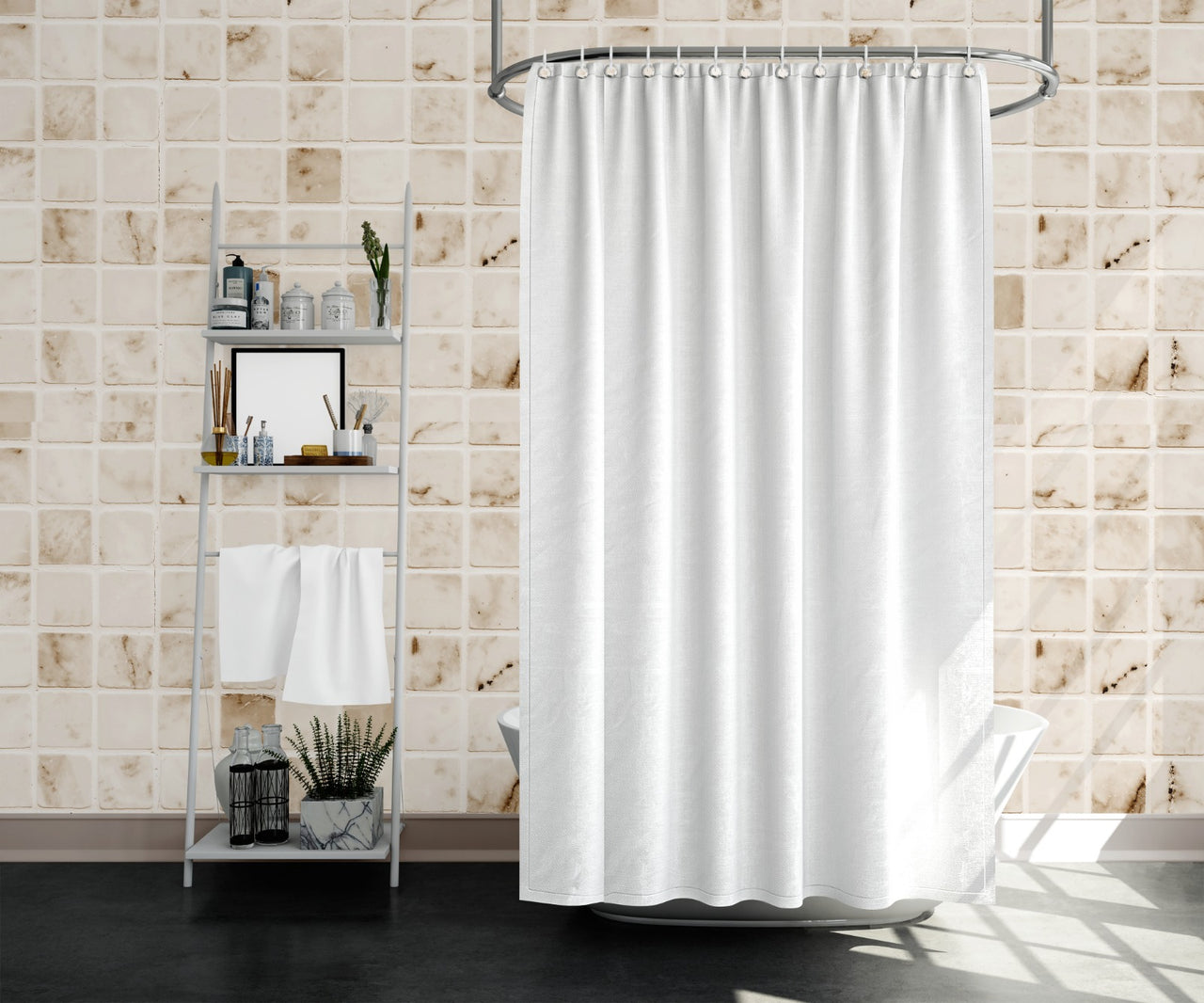 Cortina de Baño Repelente Mérida Blanco